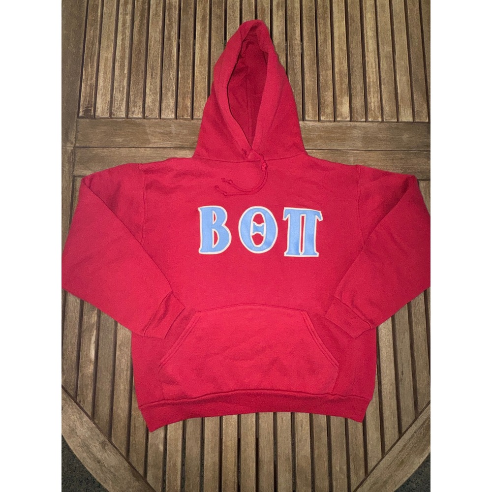 Vintage 80s Russell Athletic Beta Theta Pi Hoodie Red Stitched Greek Letters M